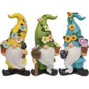 Resin Floral Garden Gnome  (3 Count Assortment)