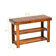 Freestanding Wood Bench with 3-Tier Storage Shelves - Color: Natural - Size: 3-Tier