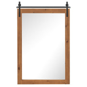 40 x 25 Inch Farmhouse Bathroom Mirror with Wooden Frame and Metal Bracket-Brown - Color: Brown