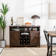 Farmhouse Sideboard with Detachable Wine Rack and Cabinets-Rustic Brown