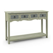 48 Inch Farmhouse Console Table with 2 Drawers and Open Storage Shelf for Hallway - Color: Green