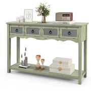 48 Inch Farmhouse Console Table with 2 Drawers and Open Storage Shelf for Hallway - Color: Green