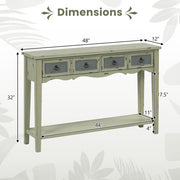 48 Inch Farmhouse Console Table with 2 Drawers and Open Storage Shelf for Hallway - Color: Green