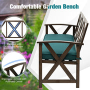 Outdoor Garden Bench with Detachable Sponge-Padded Cushion-Brown