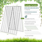 2 Pieces Foldable A-Frame Trellis Plant Supports with Twist Ties-Green