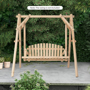 Heavy Duty Wooden Swing Frame with Reinforced Bars - Color: Natural