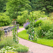 7.5 Feet Metal Garden Arch for Climbing Plants and Outdoor Garden Decor-Black - Color: Black
