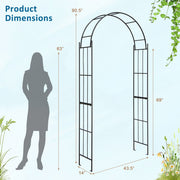 7.5 Feet Metal Garden Arch for Climbing Plants and Outdoor Garden Decor-Black