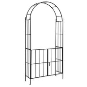 Garden Arch Arbor Trellis with Gate Patio Plant Stand Archway-Black - Color: Black