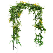 Garden Arch Arbor Trellis with Gate Patio Plant Stand Archway-Black - Color: Black