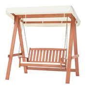 Outdoor 2-Seat Swing Bench w/ith A Frame and Sturdy Metal Hanging Chainsx - Color: Natural