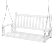 2-Person Wooden Outdoor Porch Swing with 500 lbs Weight Capacity-White - Color: White