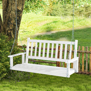 2-Person Wooden Outdoor Porch Swing with 500 lbs Weight Capacity-White - Color: White