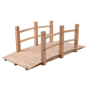 5 Feet Wooden Garden Bridge with Safety Rails-Natural - Color: Natural