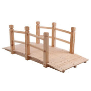 5 Feet Wooden Garden Bridge with Safety Rails-Natural - Color: Natural