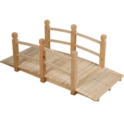5 Feet Wooden Garden Bridge with Safety Rails-Natural - Color: Natural