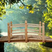 5 Feet Wooden Garden Bridge with Safety Rails-Natural