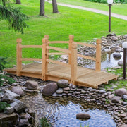 5 Feet Wooden Garden Bridge with Safety Rails-Natural