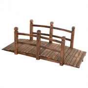 5 Feet Wooden Garden Bridge with Safety Rails-Natural