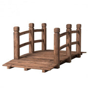 5 Feet Wooden Garden Bridge with Safety Rails-Natural