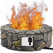 28 Inch Propane Gas Fire Pit with Lava Rocks and Protective Cover - Color: Gray