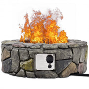 28 Inch Propane Gas Fire Pit with Lava Rocks and Protective Cover - Color: Gray