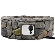 28 Inch Propane Gas Fire Pit with Lava Rocks and Protective Cover - Color: Gray
