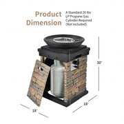 40000BTU Outdoor Propane Burning Fire Bowl Column Realistic Look Firepit Heater-Brown - Color: Brown