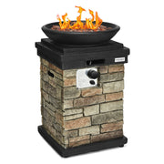 40000BTU Outdoor Propane Burning Fire Bowl Column Realistic Look Firepit Heater-Gray - Color: Gray