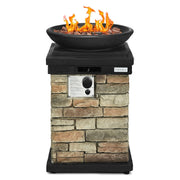 40000BTU Outdoor Propane Burning Fire Bowl Column Realistic Look Firepit Heater-Gray - Color: Gray