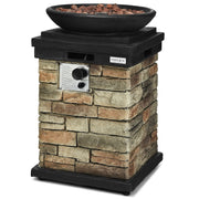 40000BTU Outdoor Propane Burning Fire Bowl Column Realistic Look Firepit Heater-Gray - Color: Gray