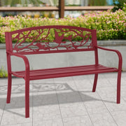 Patio Garden Bench Park Yard Outdoor Furniture - Color: Red