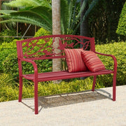 Patio Garden Bench Park Yard Outdoor Furniture - Color: Red