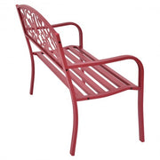 Patio Garden Bench Park Yard Outdoor Furniture - Color: Red