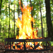 36 Inch Metal Fire Pit Ring Deer with Extra Poker Bonfire Liner for Campfire - Color: Black