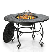 35.5 Feet Patio Fire Pit Dining Table With Cooking BBQ Grate