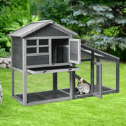 Wooden Rabbit Hutch with Unique Slant Sunlight Panel and Ventilation Door