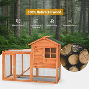 2-Story Wooden Rabbit Hutch with Running Area-Natural - Color: Natural