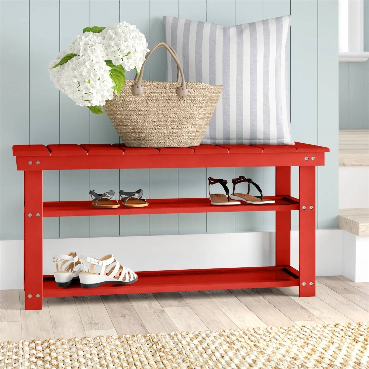 Red Entryway Furniture Benches With Storage