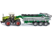 Claas 5000 Xerion Tractor Green and Black with Vacuum Tanker 1/87 (HO) Diecast Model by Siku