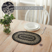 Sawyer Mill Black White Jute Oval Placemat 10x15