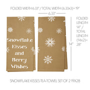 Snowflake Burlap Natural Snowflake Kisses Tea Towel Set of 2 19x28