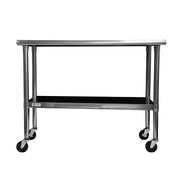 2ft x 4ft Stainless Steel Top Kitchen Prep Table with Locking Casters Wheels