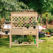 Wood Raised Garden Bed with Trellis - Color: Natural