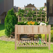 Raised Garden Bed Elevated Wooden Planter Box with Trellis