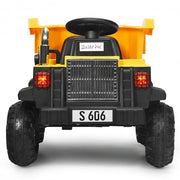 12V Battery Kids Ride On Dump Truck with Electric Bucket and Dump Bed-Yellow