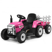 12V Ride on Tractor with 3-Gear-Shift Ground Loader for Kids 3+ Years Old-Pink - Color: Pink