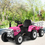 12V Ride on Tractor with 3-Gear-Shift Ground Loader for Kids 3+ Years Old-Pink - Color: Pink