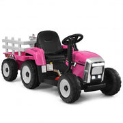 12V Ride on Tractor with 3-Gear-Shift Ground Loader for Kids 3+ Years Old-Pink - Color: Pink