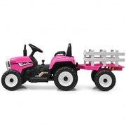 12V Ride on Tractor with 3-Gear-Shift Ground Loader for Kids 3+ Years Old-Pink - Color: Pink